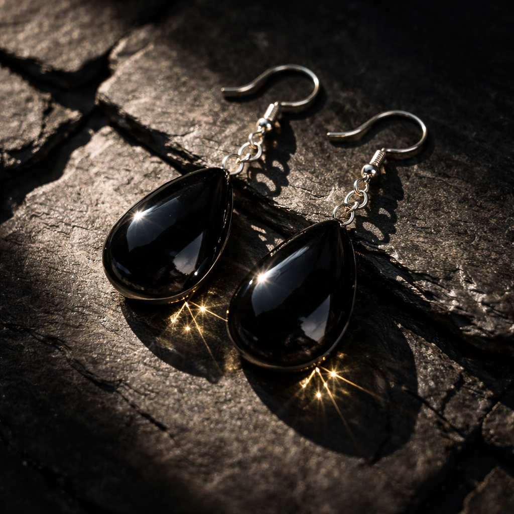 Black Teardrop Elegance Earrings