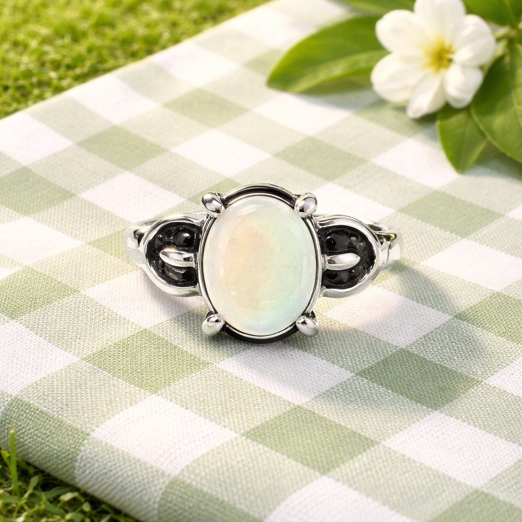 SR831 Opal with Black Stripe Elegance Ring size-9