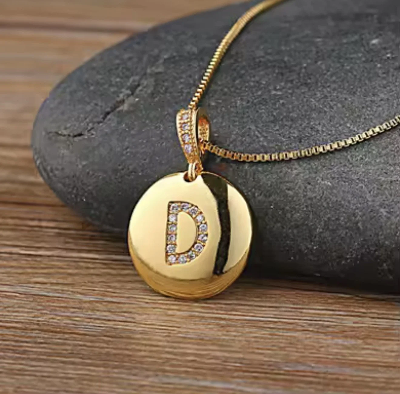 C904 Elegant Initial Necklace with Sparkling Accents