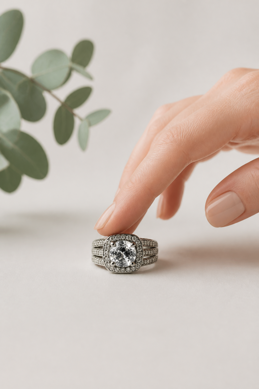 Sterling Silver Triple Band Cubic Zirconia Ring