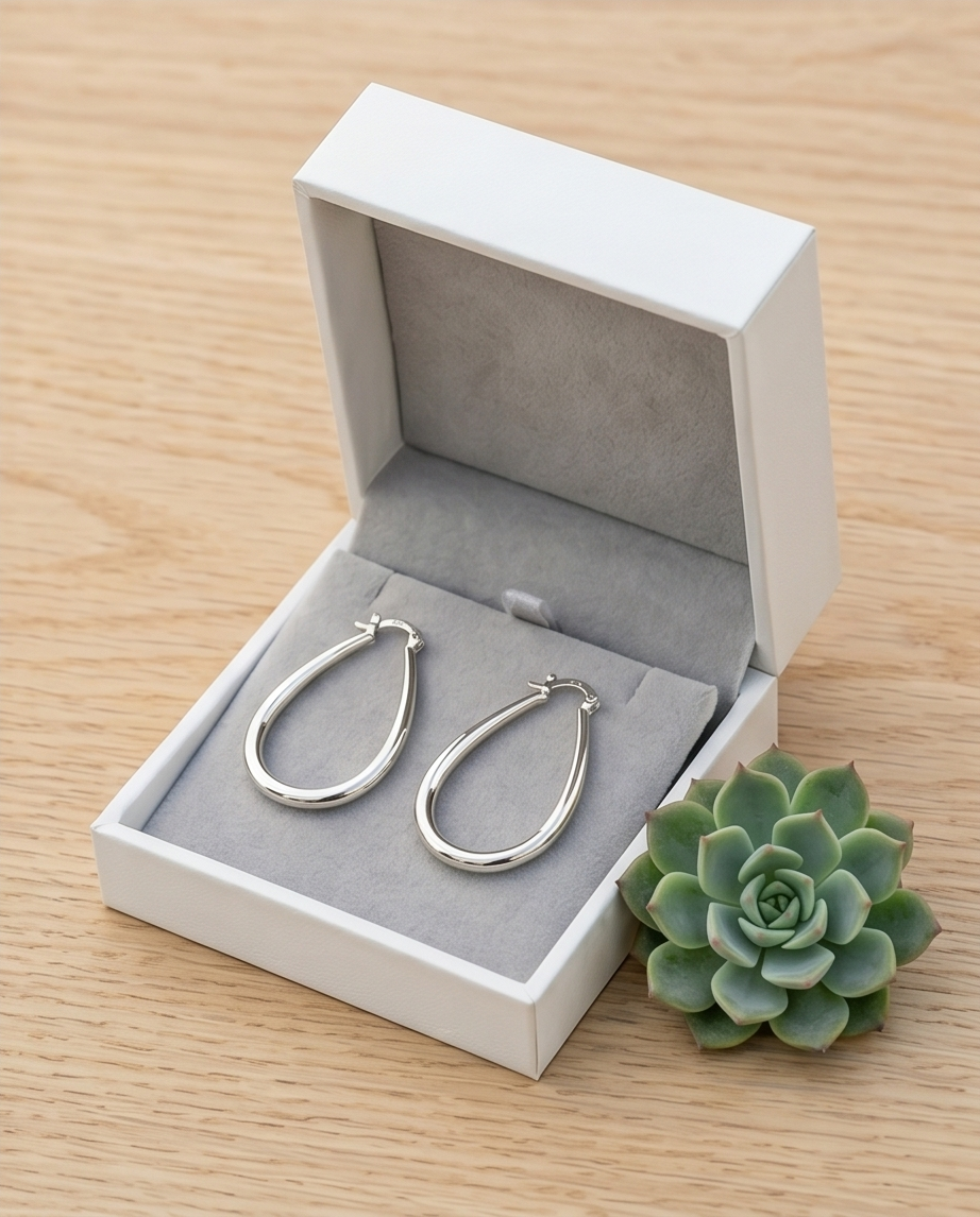 ER001 925 Sterling Silver Textured Hoop Earrings