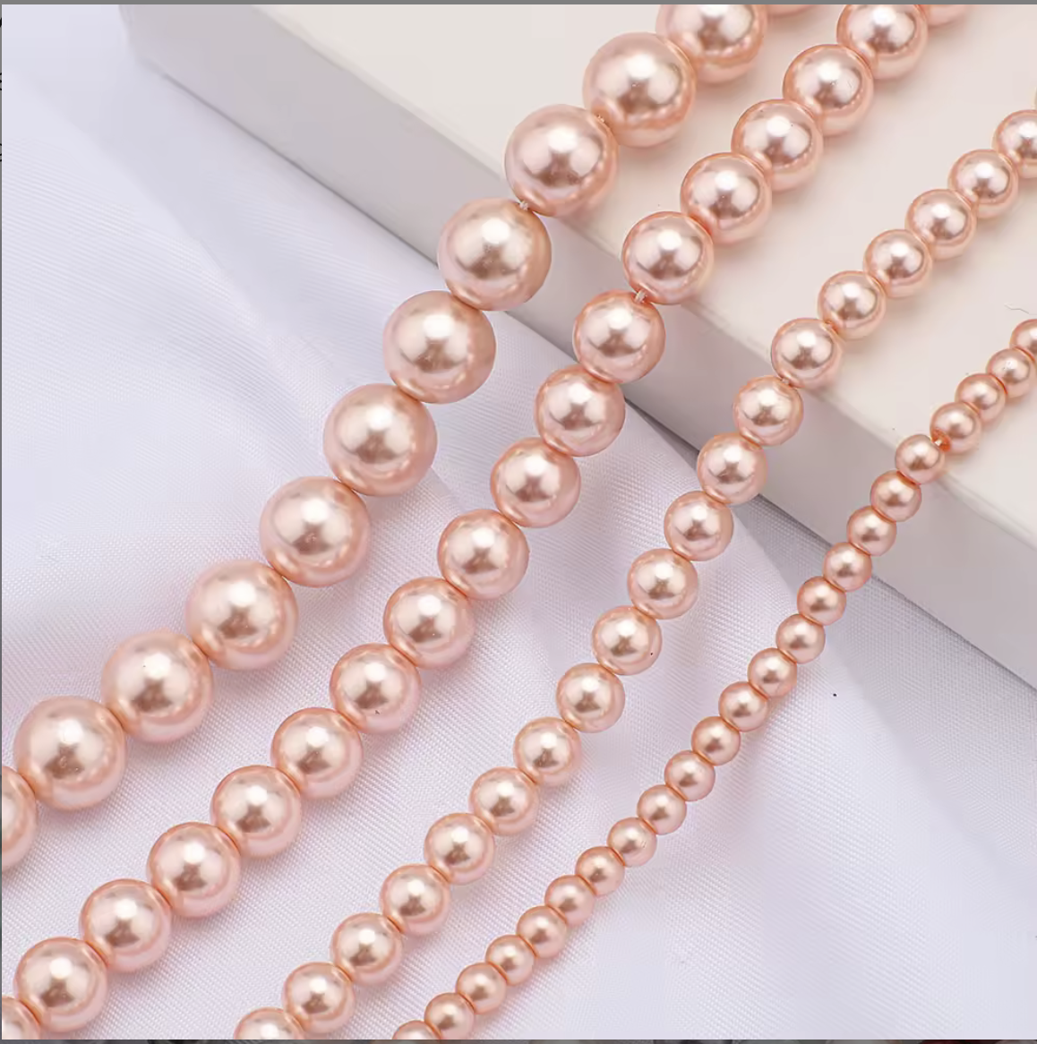 LP203 2-Elegant Pink Pearl Bead Strings