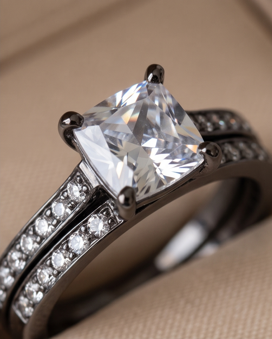 Love Start Cushion-Cut Crystal Elegance Ring