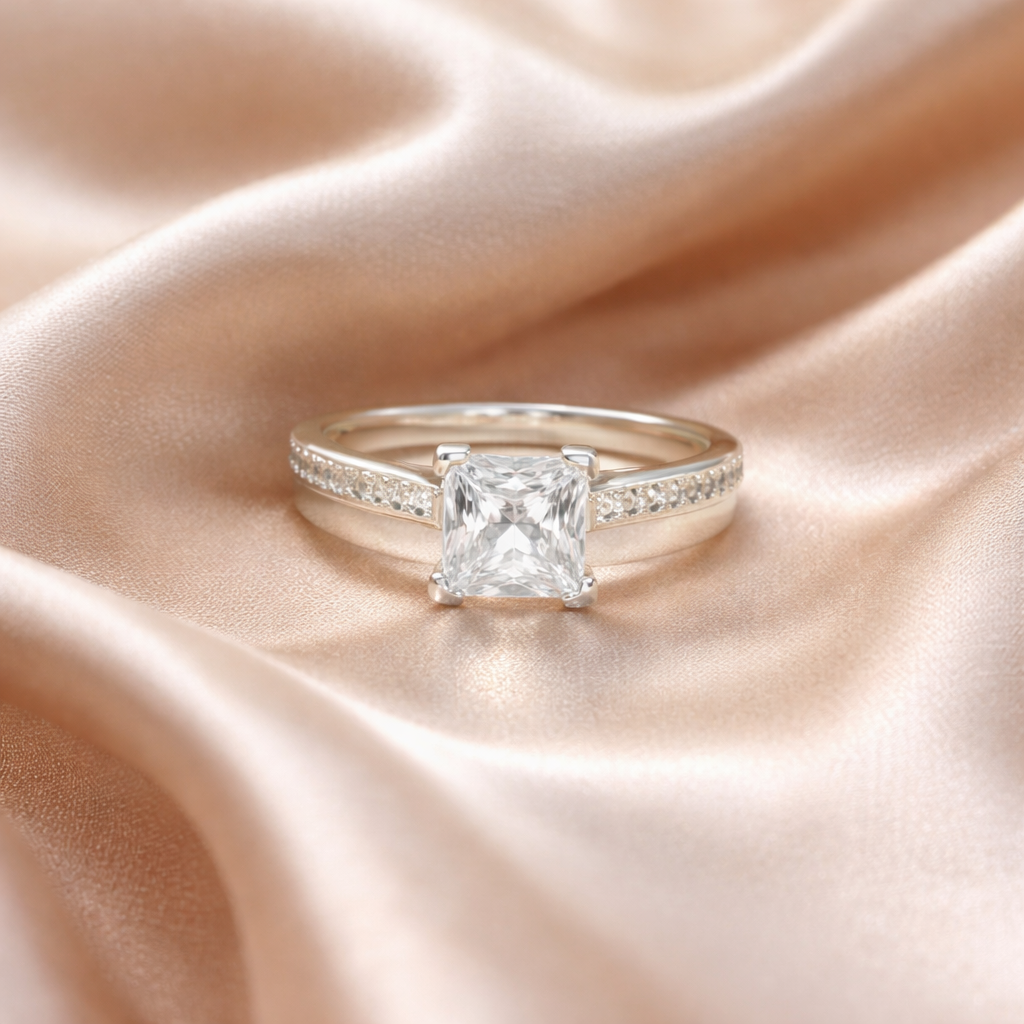STA128 S925 Eternal Sparkle Princess-Cut Diamond Ring; Ring included Only Size 7.5