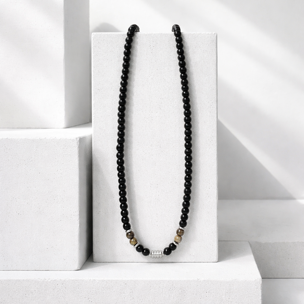 Elegant Black Beaded Necklace