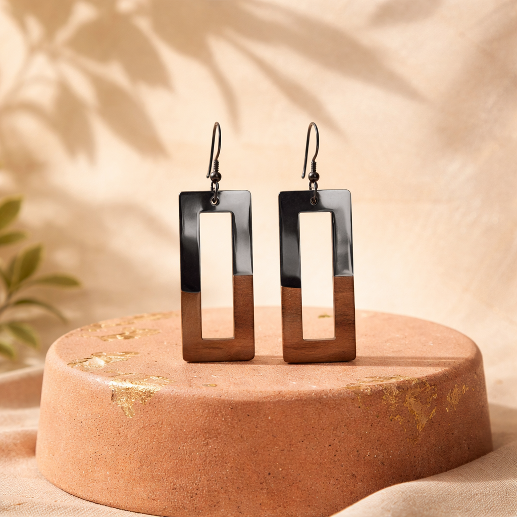 E01  Hyperallergic Modern Geometric Drop Earrings