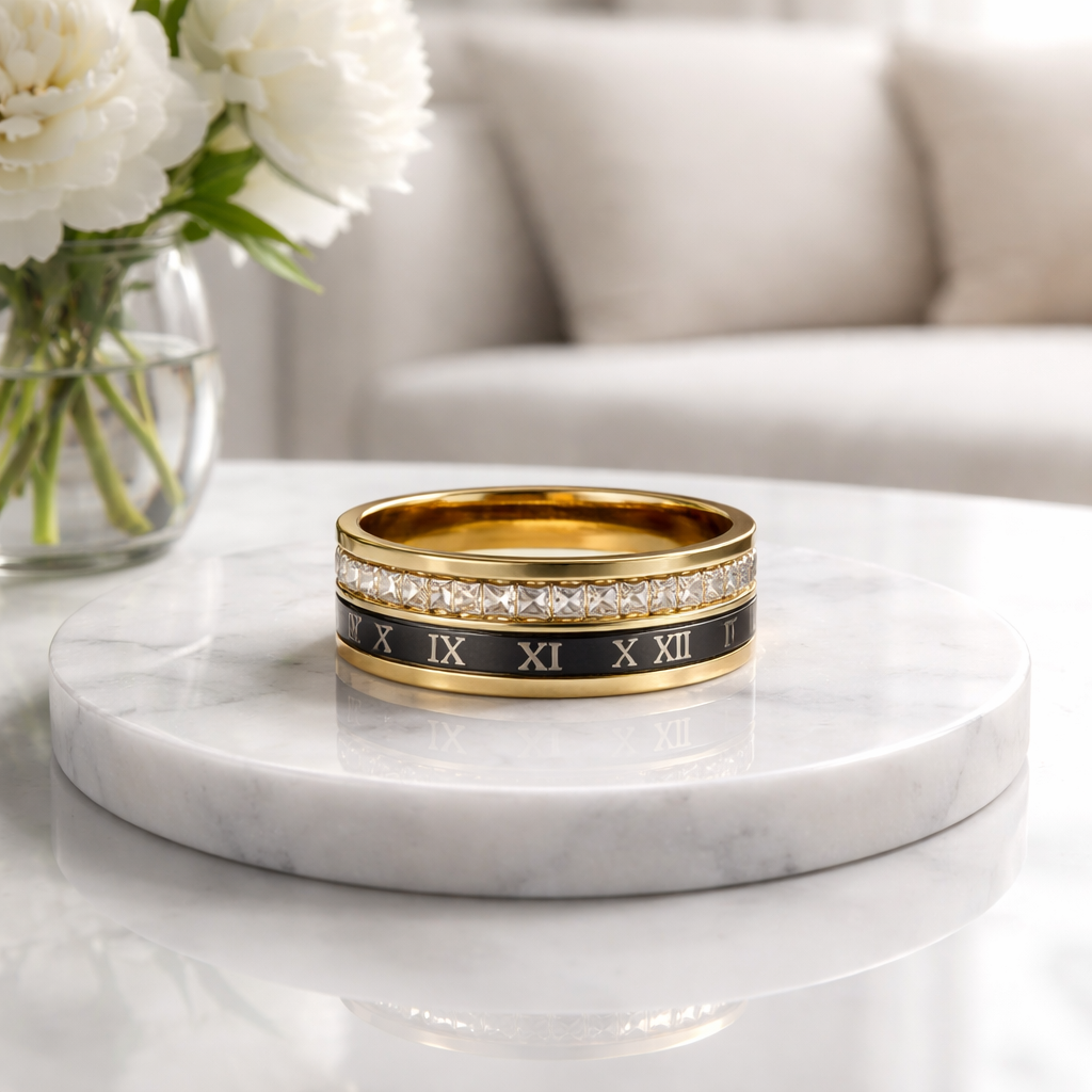 Stress Wheel Luxuria Roman Numeral Cuff Bracelet