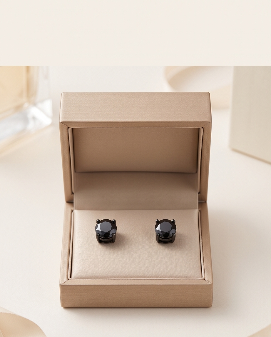Elegant Black 1 ct Diamond Stud Earrings