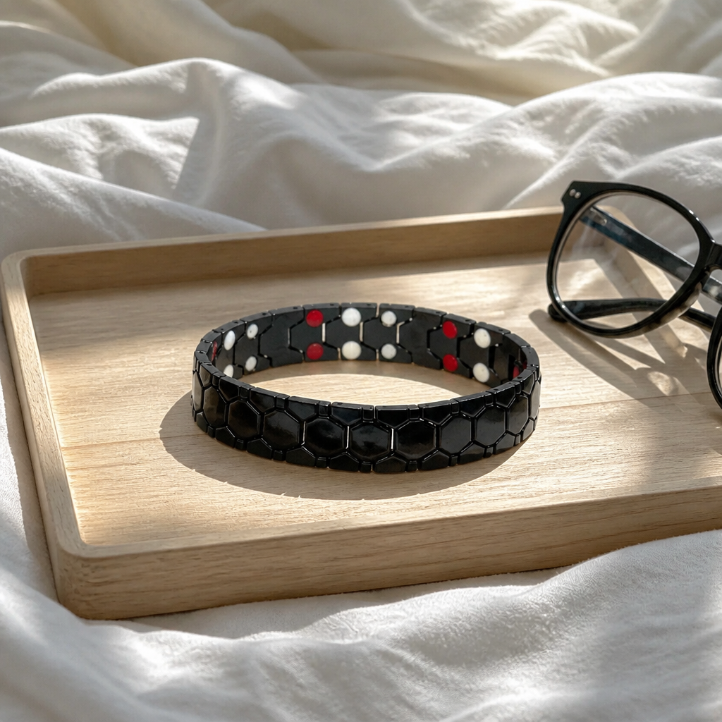 8'Hexagonal Elegance Black Bracelet