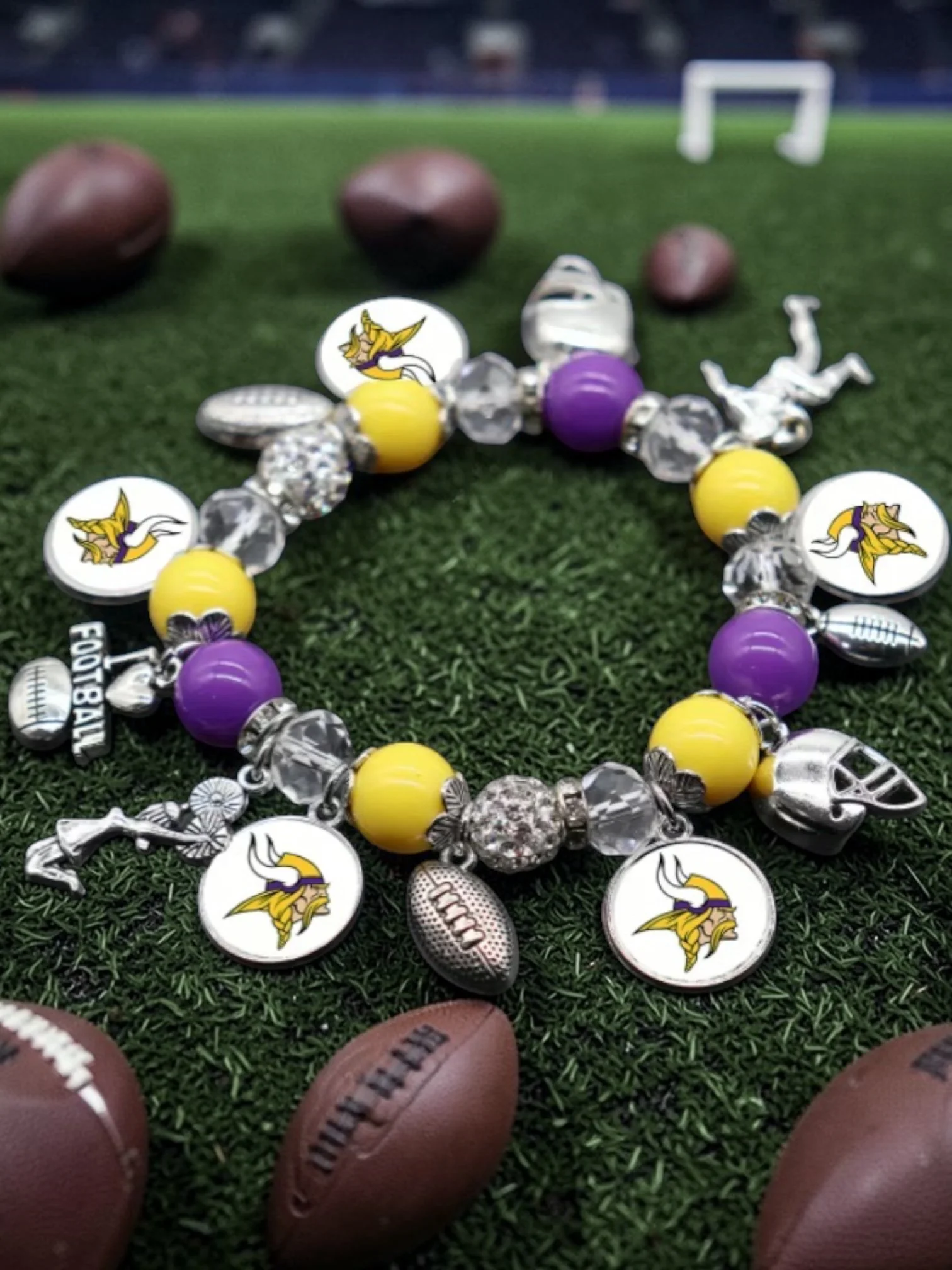 B120 Fan Charm Bracelet - Football Edition Minnesota Vikings