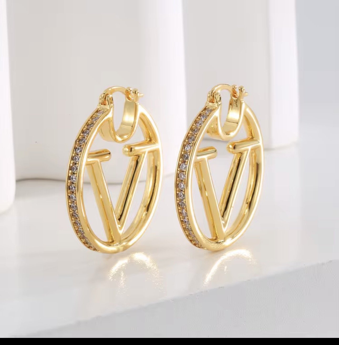 ER010 Gold?Silver-Plated Geometric Elegance Earrings