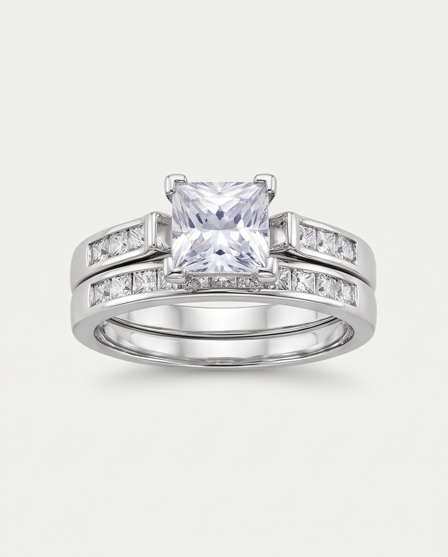 Timeless Princess-Cut Bridal Ring Set