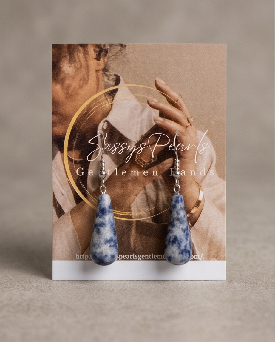 Elegant Blue Marbled Drop Earrings
