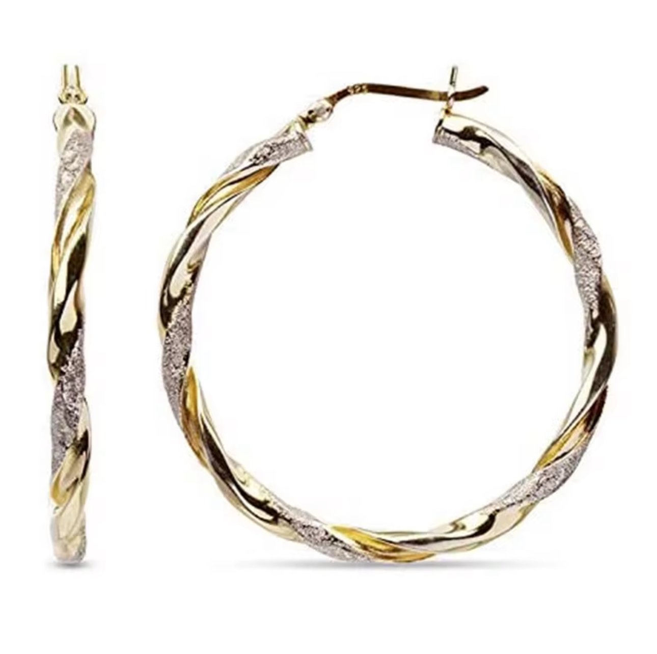 ER05 Smaller Two-Tone Twisted Hoop Earrings