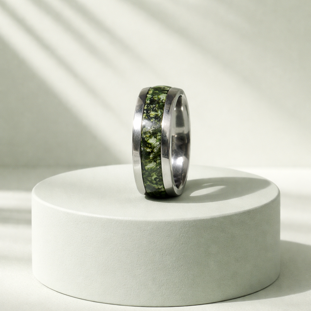 Titanium Green Stone Ring