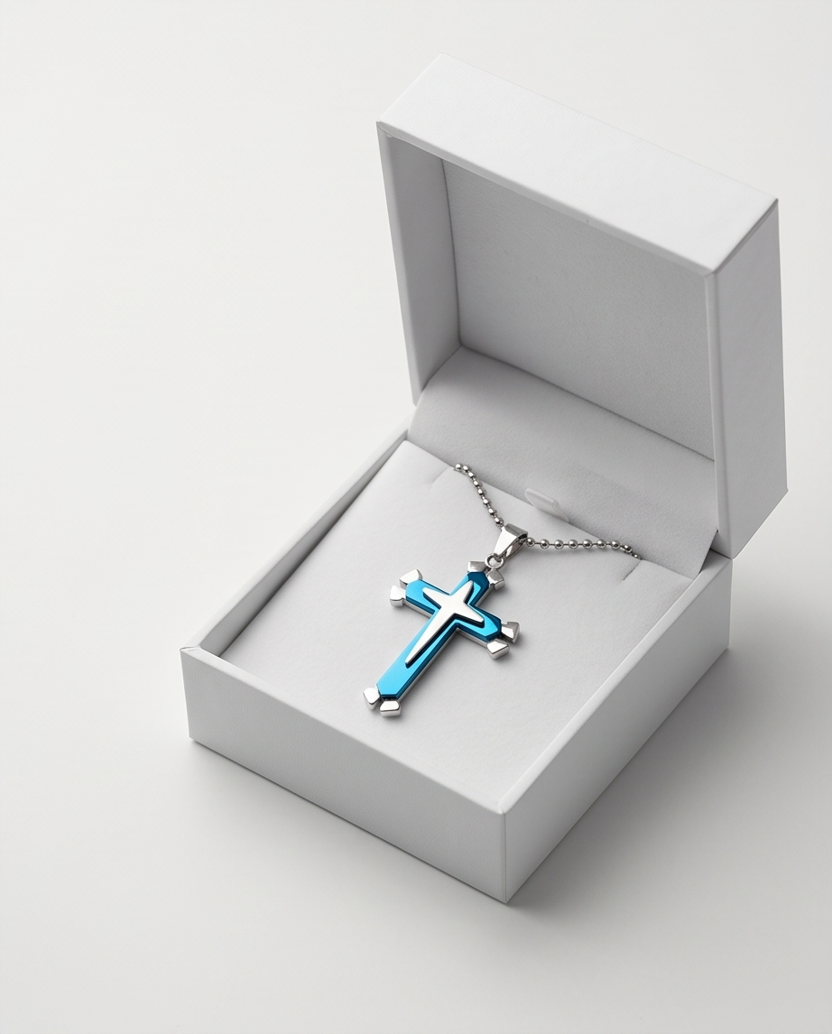 Blue Cross Pendant Necklace