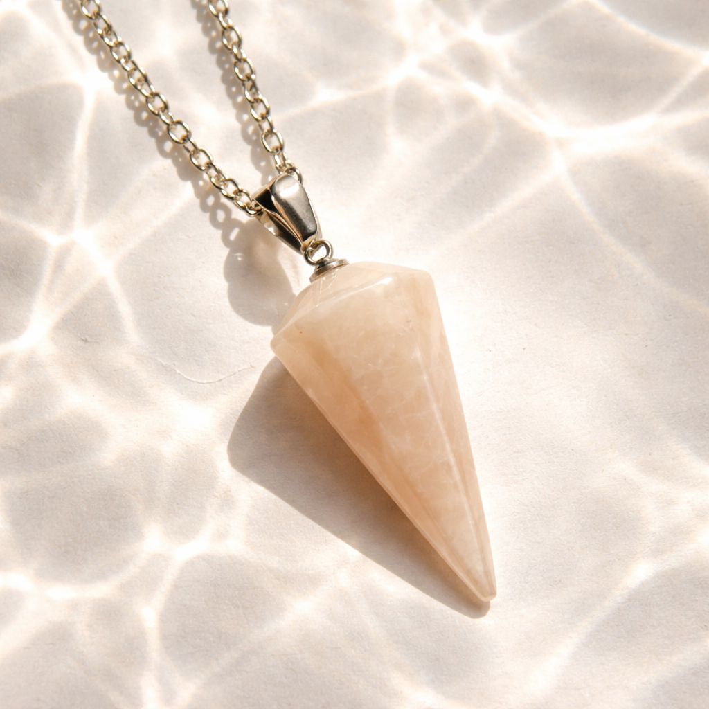 S509 Rose Quartz Pendulum Necklace