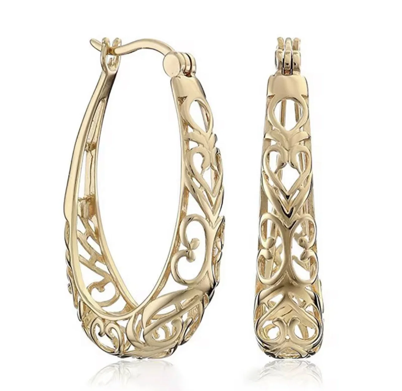 ER21 Goldl/Sterling Silver Filigree Hoop Earrings