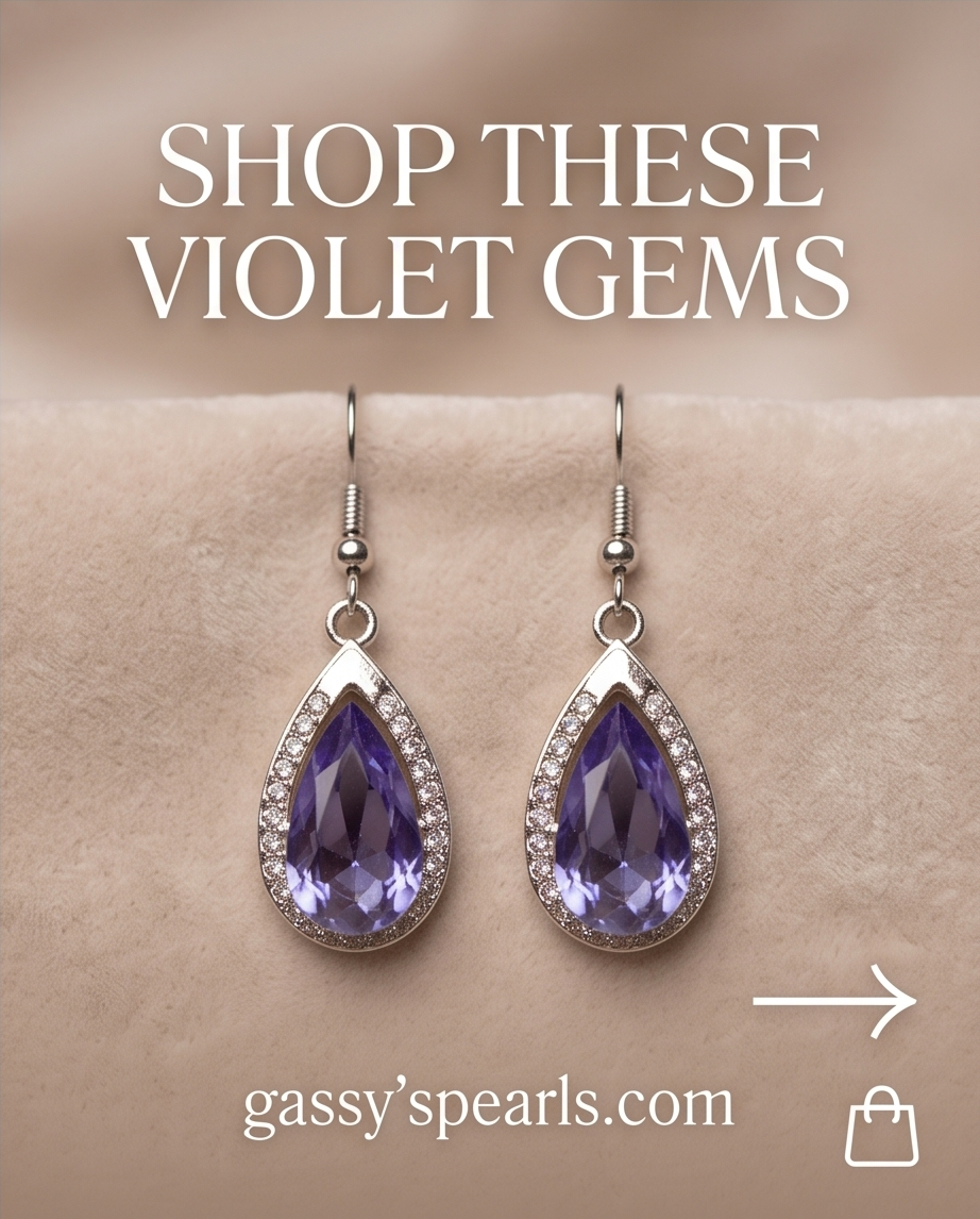 Violet Gem Teardrop Earrings