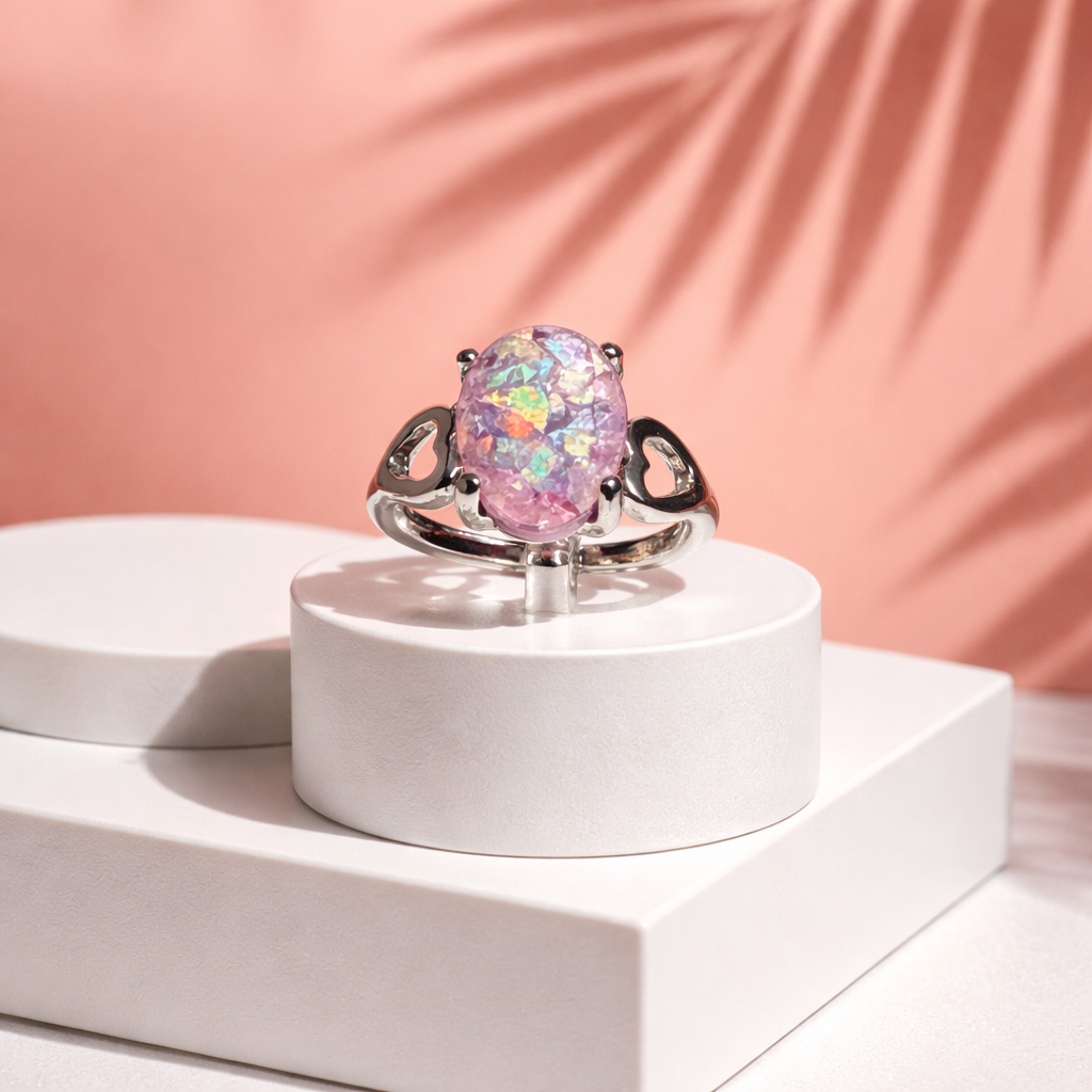 SR758-Iridescent Opal Ring Only Ring Size - 8