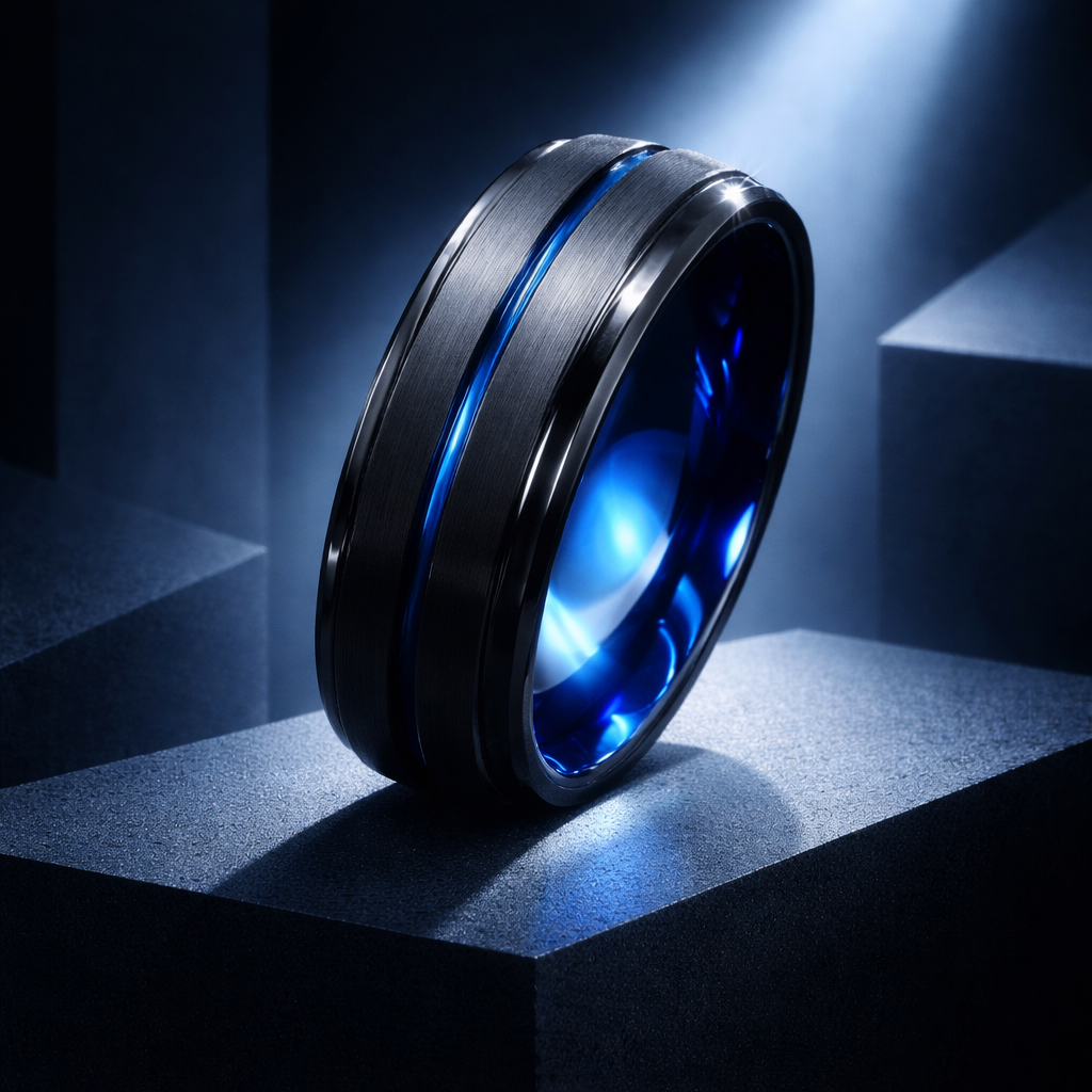 BB0Midnight Blue Tungsten Ring