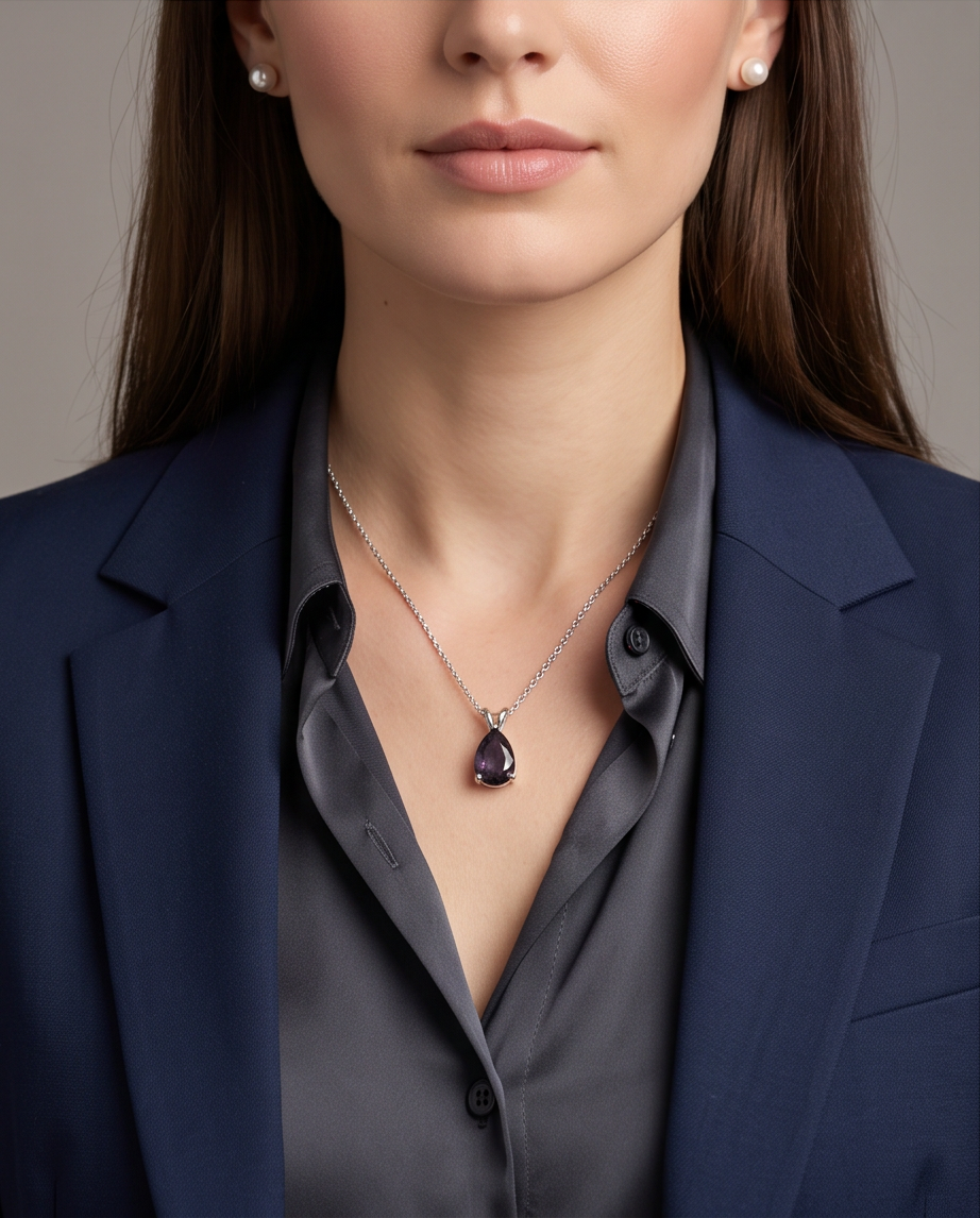 Amethyst Teardrop Pendant Necklace