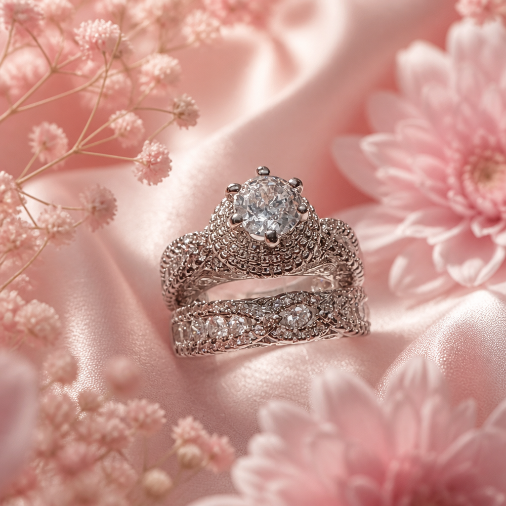 SSB02 Crystal Elegance Bridal Ring Set