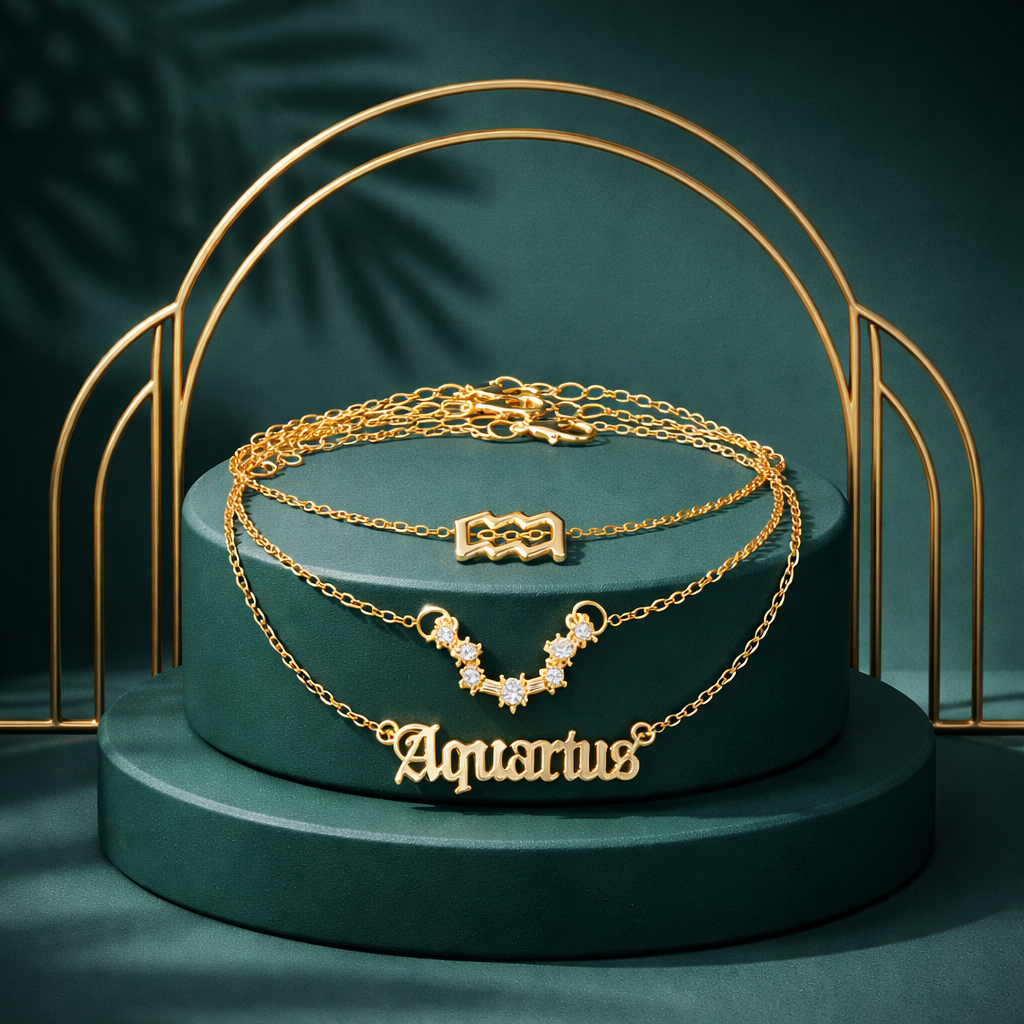 AB002 Aquarius Zodiac Necklace Set