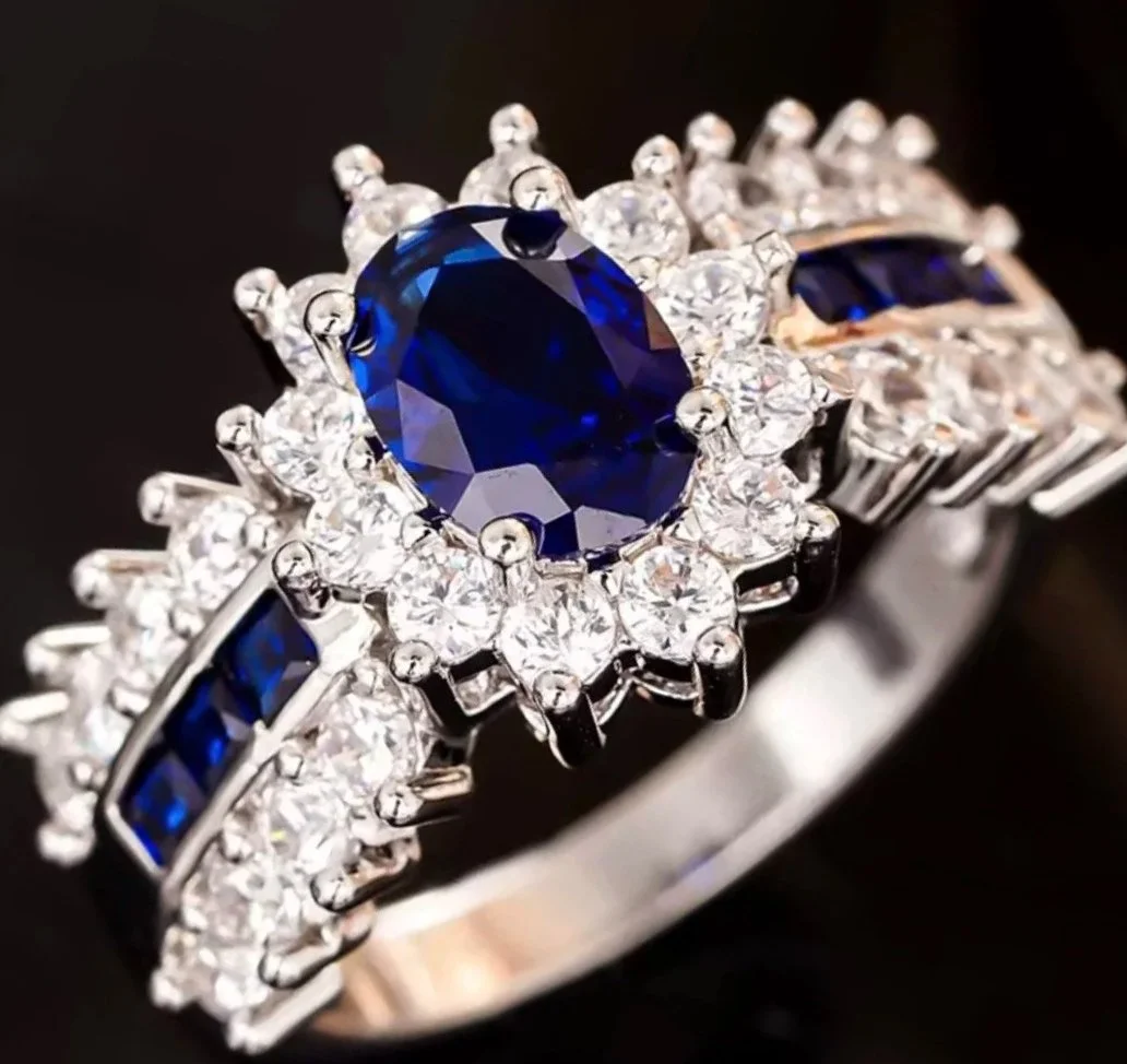Elegant Sapphire and Zirconia Ring