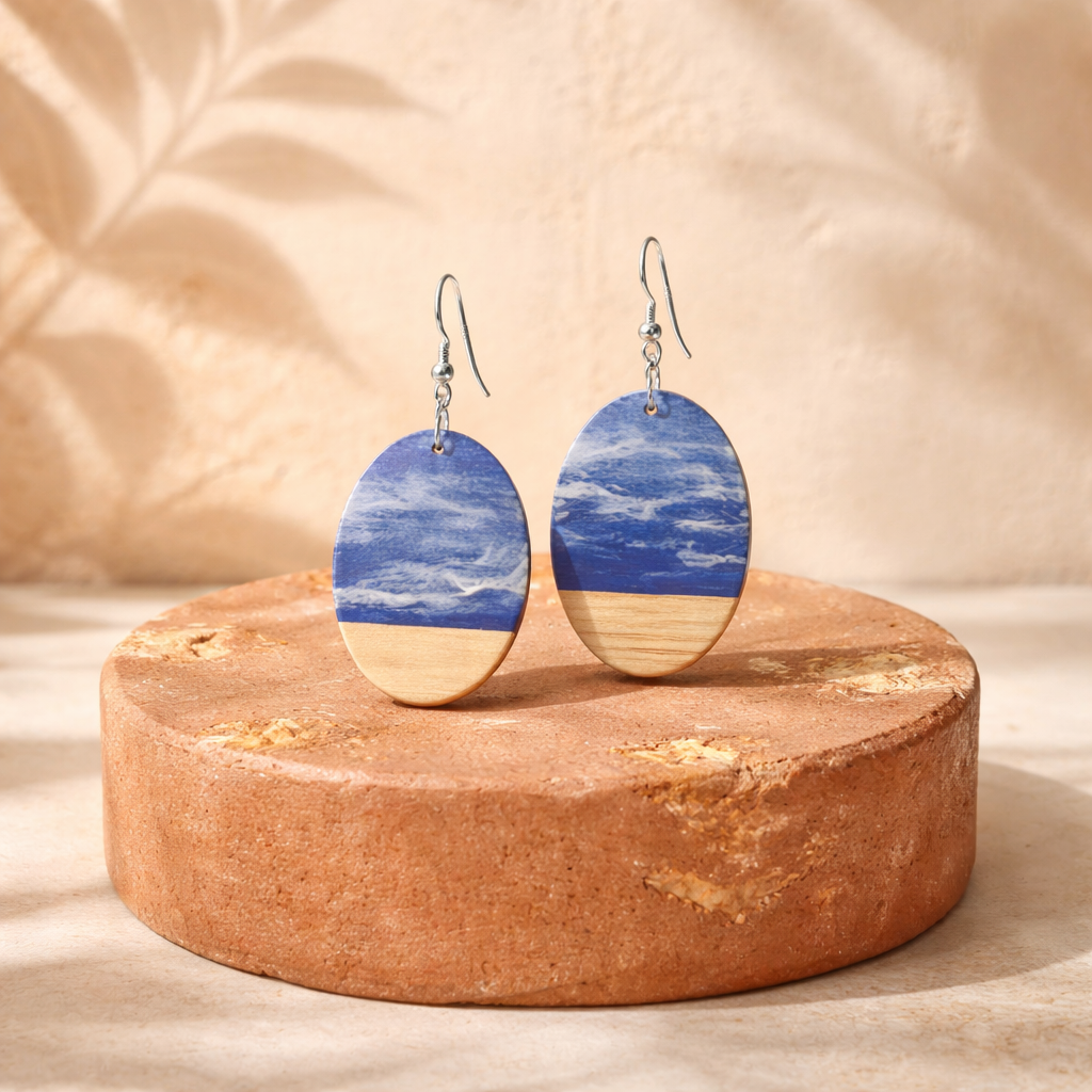 E09 Sky & Sand Print Dangle Earrings