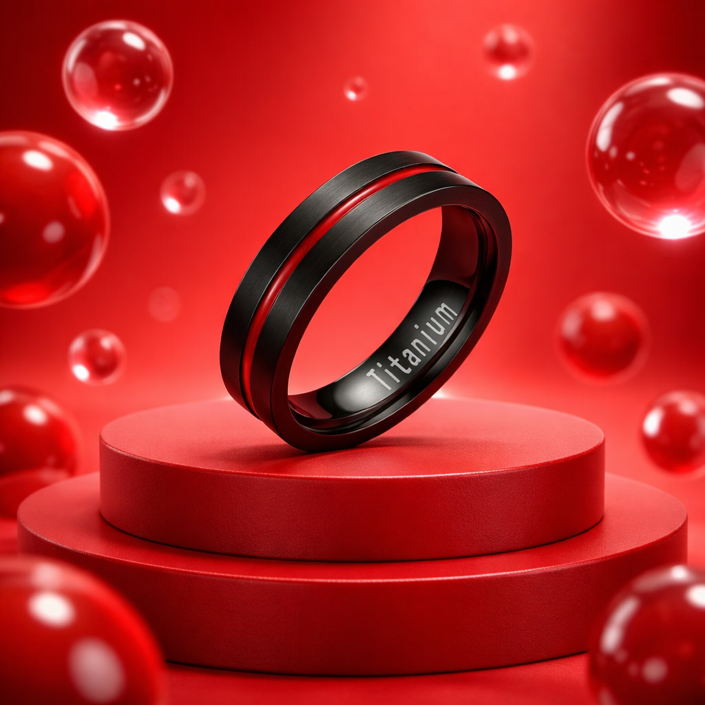 Titanium Red Stripe Ring