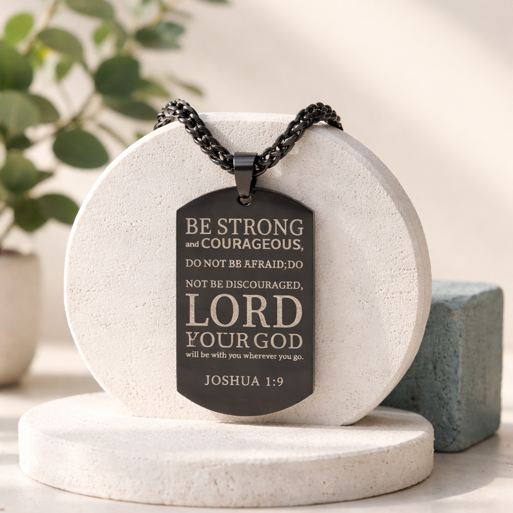D10 Inspirational Faith Necklace - Joshua 1:9
