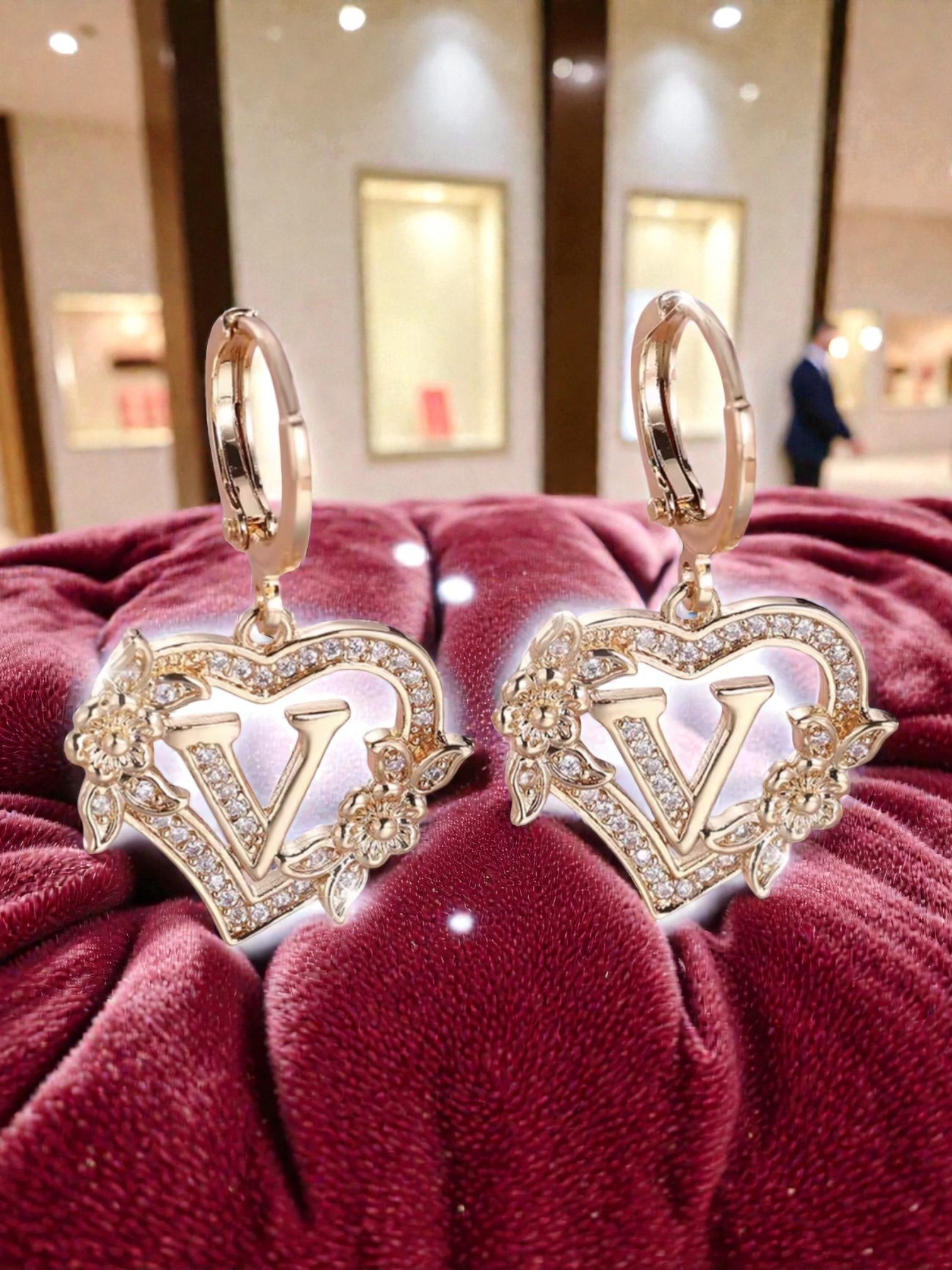 L123 Sassy's Pearls & Gentlemen Band'S Floral Initial "A" Hoop Earrings;  & Floral Elegance Hoop Earrings