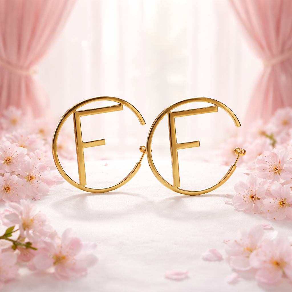 SR22 Elegant Initial Hoop Earrings - Gold 'F'
