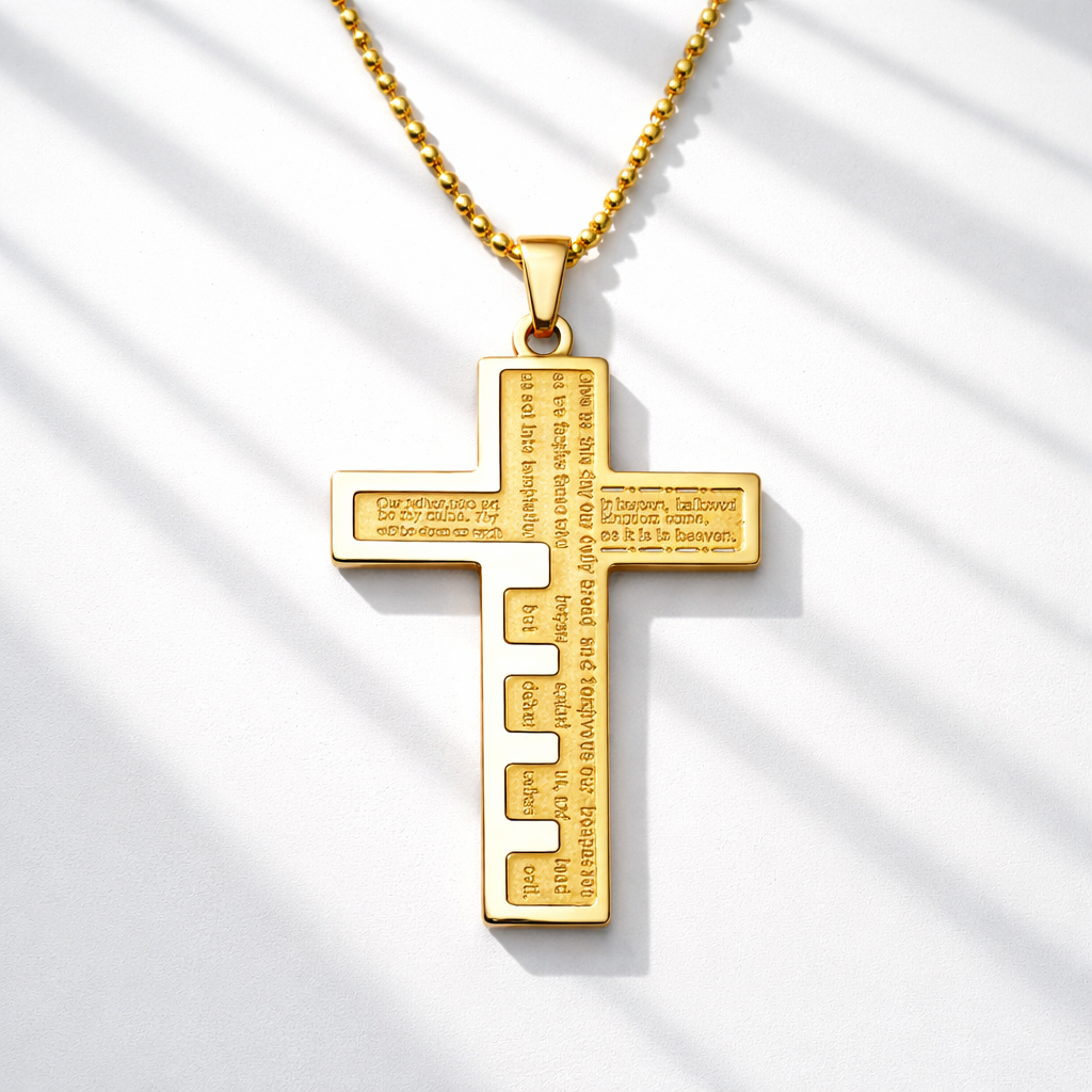 Gold-Plated Prayer Cross Necklace