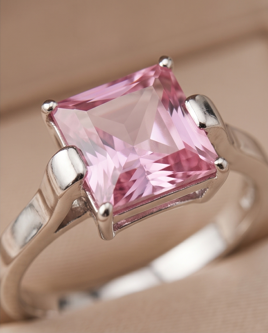 Radiant Pink Gemstone Ring -8