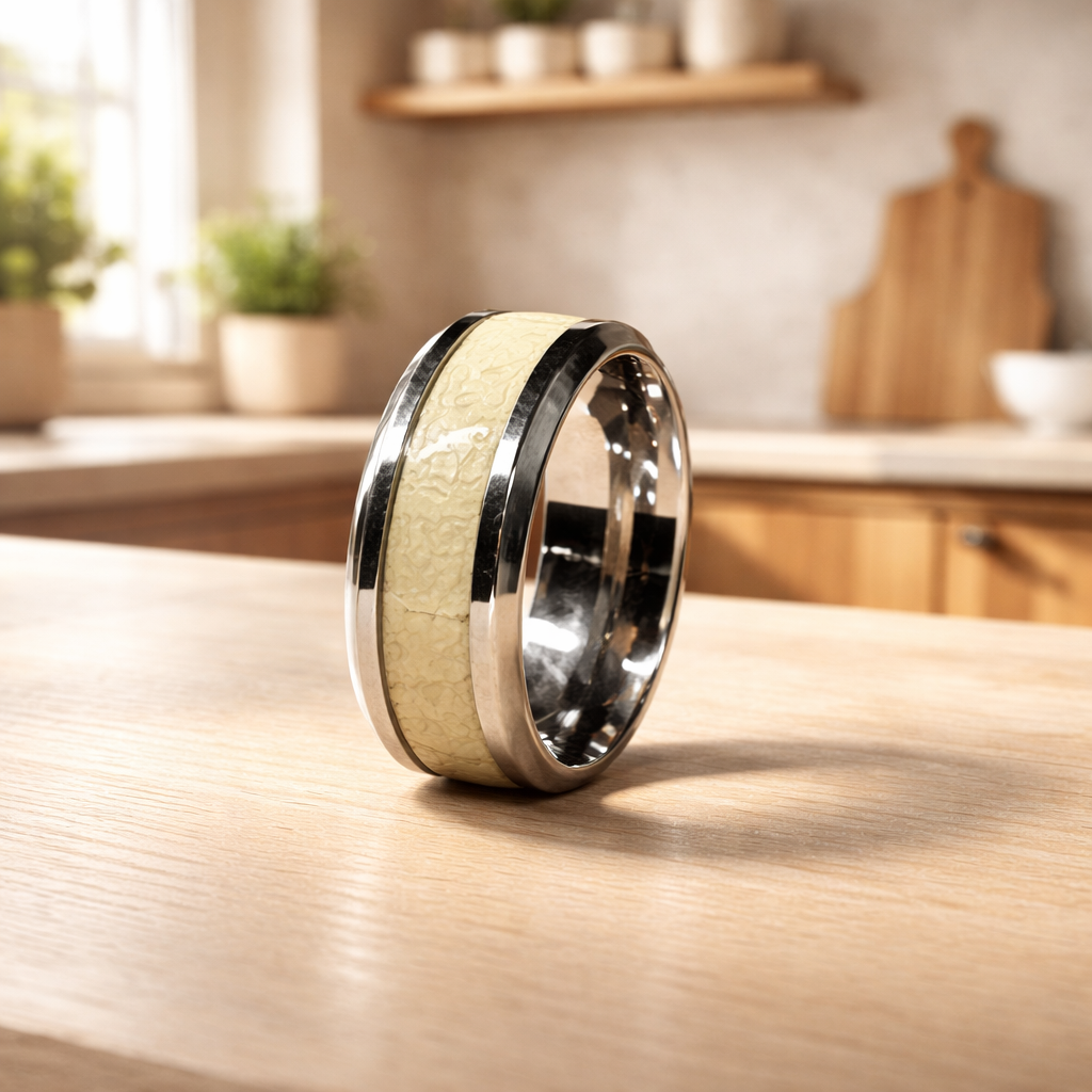 HR012  Tungsten Gold and Silver Duo Wedding Band