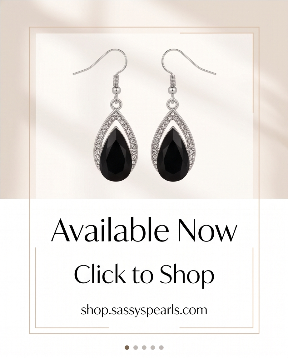 Black Teardrop Crystal Earrings