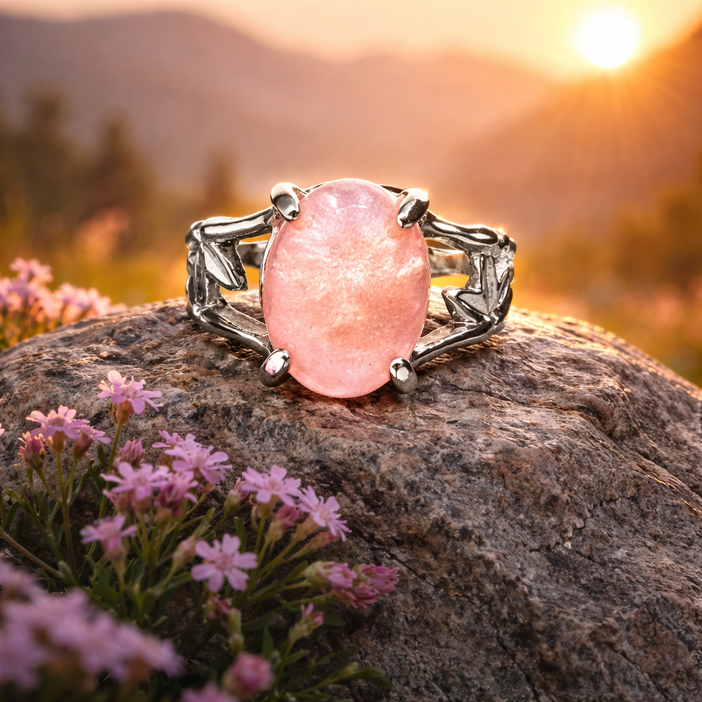 SR783 Rose Quartz Vine Ring - 8