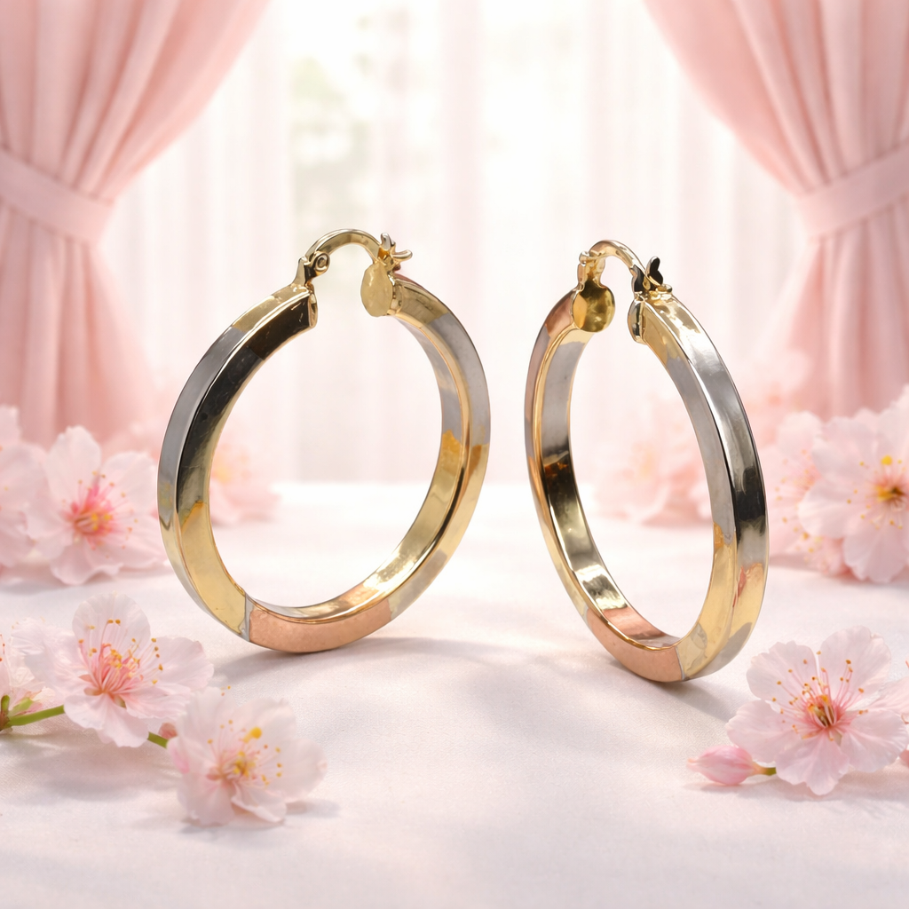 ER005 Elegant Two-Tone Hoop Earrings