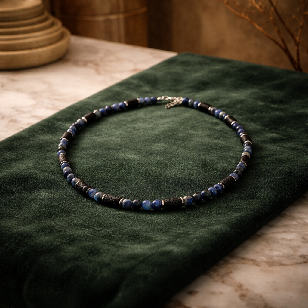 Lapis Lazuli & Lava Stone Necklace