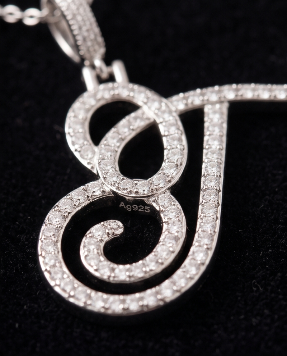 Large Multi-Cubic Zirconia Shaped Letter "T" With Red Box and Option for Herringbone Necklace (Limited of Edition)