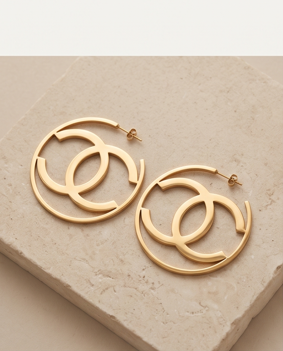 48mm Geometric Gold Statement Earrings