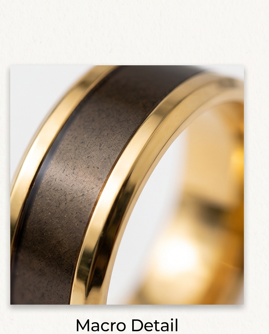 Wood and Gold-Toned Steel Ring