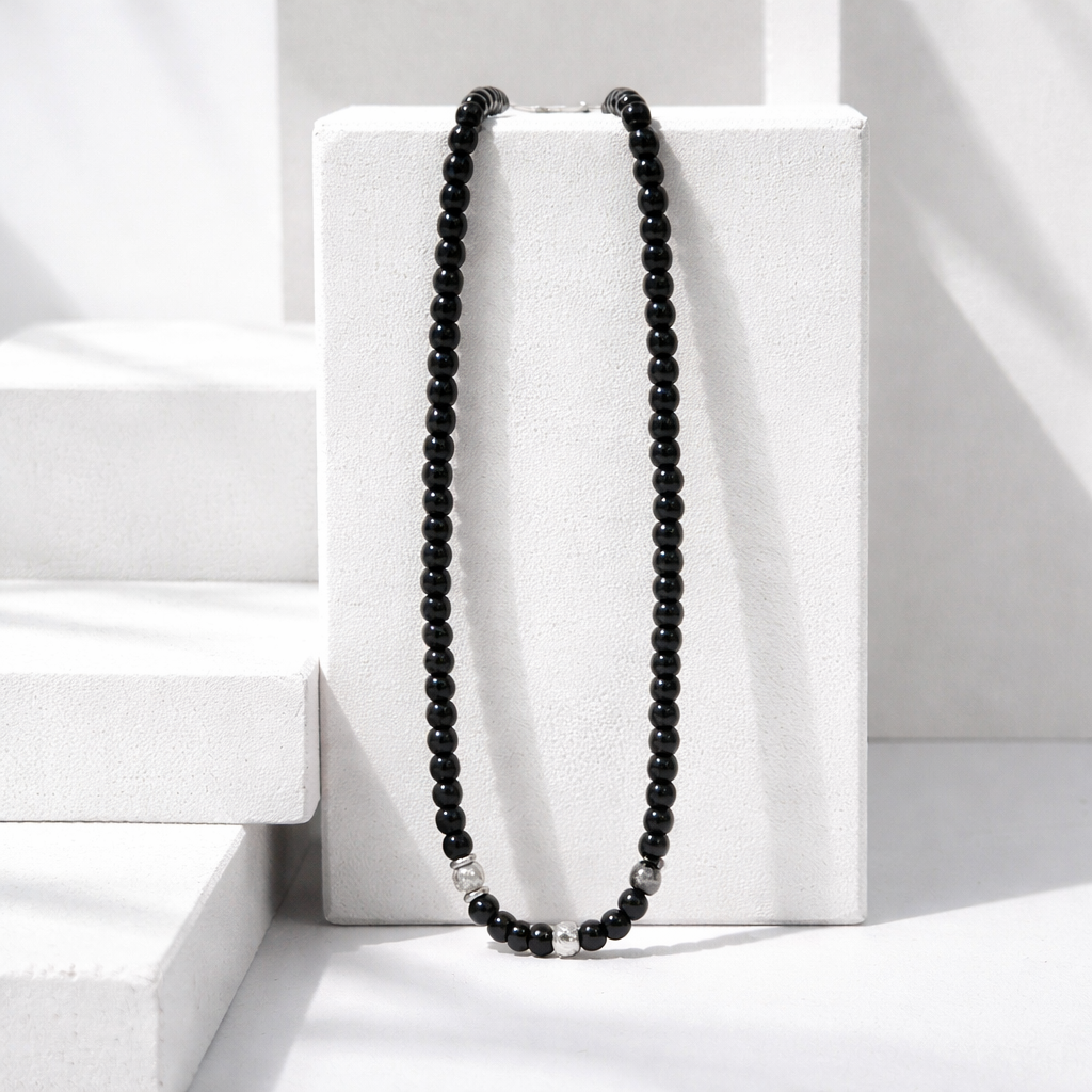 CT120 Black Onyx Beaded Necklace