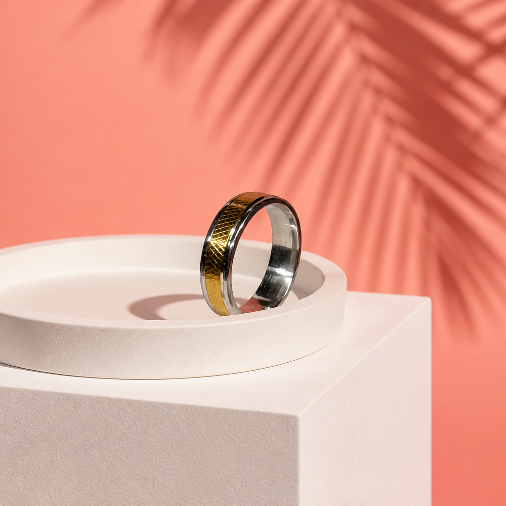 Stainless Steel Wave Pattern Ring