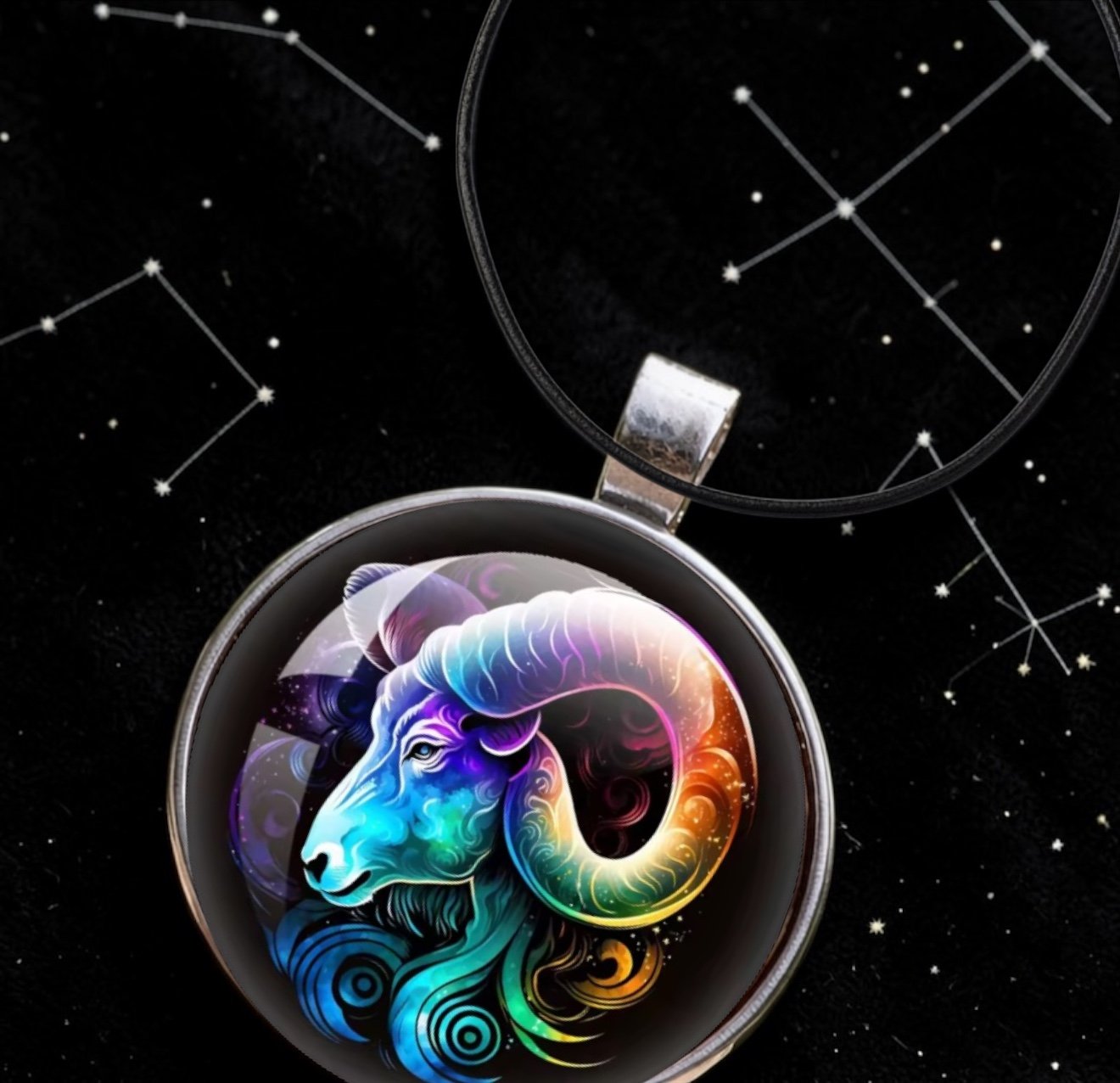 3D 216 Aries Zodiac Pendant - Multicolored Cosmic Design