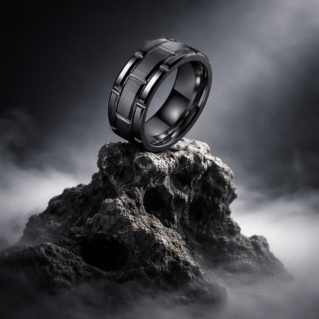 Brushed Black Tungsten Carbide Ring