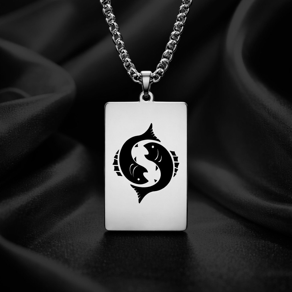 BG02 20' Pisces Gold/Silver Zodiac Tag Necklace