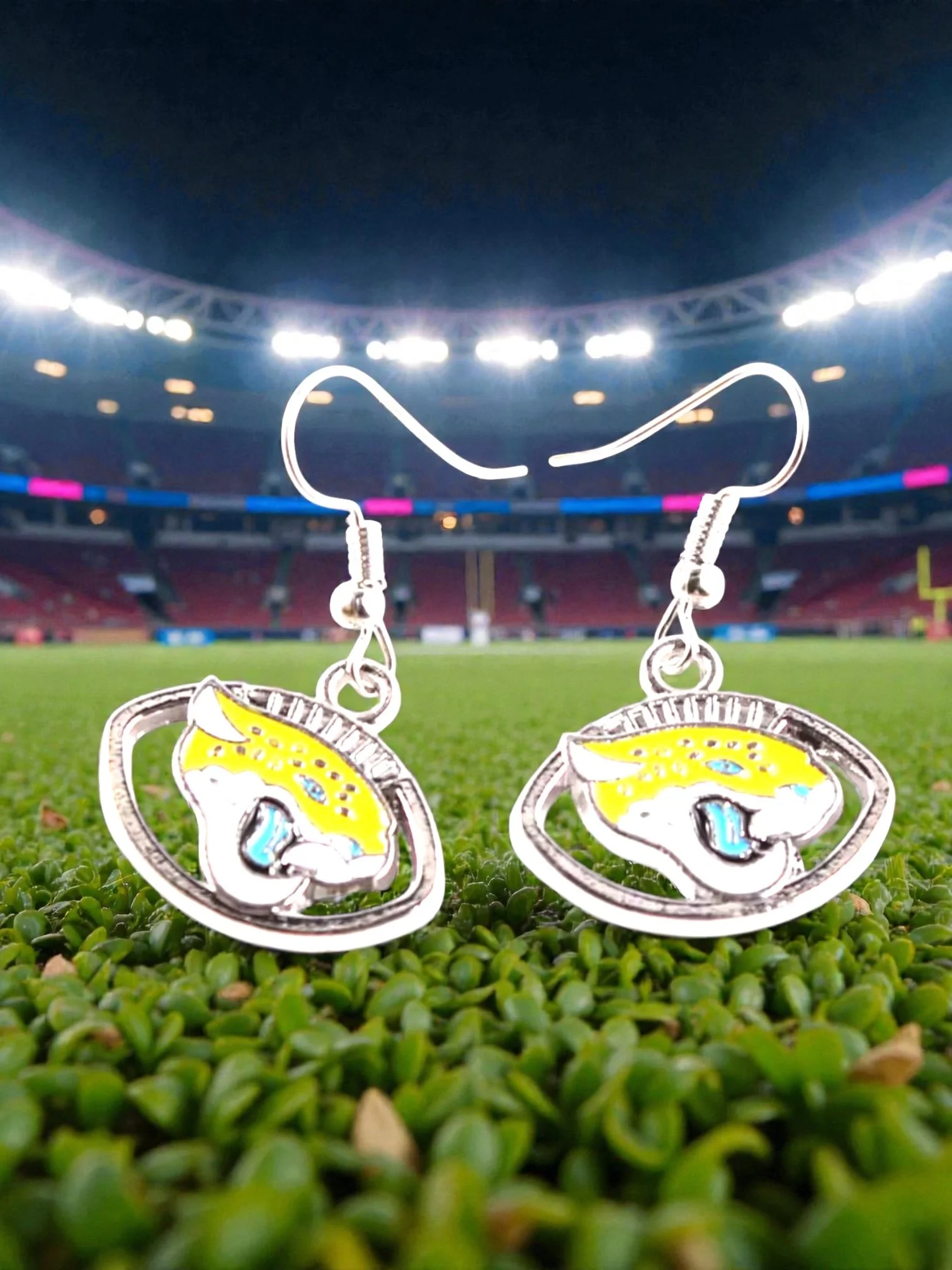 E129 Jacksonville Jaguars  With A Football Curve Earrings